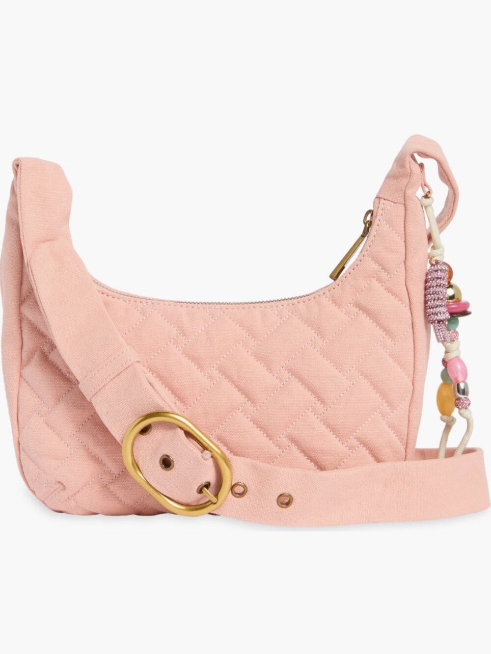 Kurt Geiger London Quilted Hobo Shoulder Bag Pastel Pink Purse Crossbody NWT - Picture 3 of 6